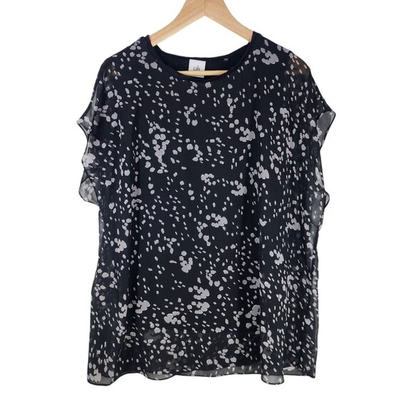 CABI Cosmos Night Sky Blouse Black/Gray Sz L #3597 - Picture 6 of 6